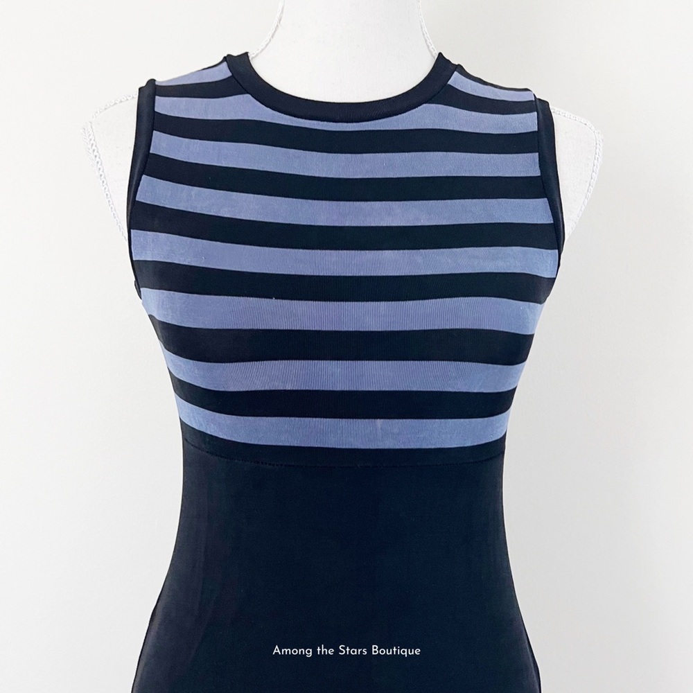 FLAWED GEM Rare Vintage 90s Jersey Knit Striped Dress Alt. ASO Rachel in Friends - Picture 7 of 14